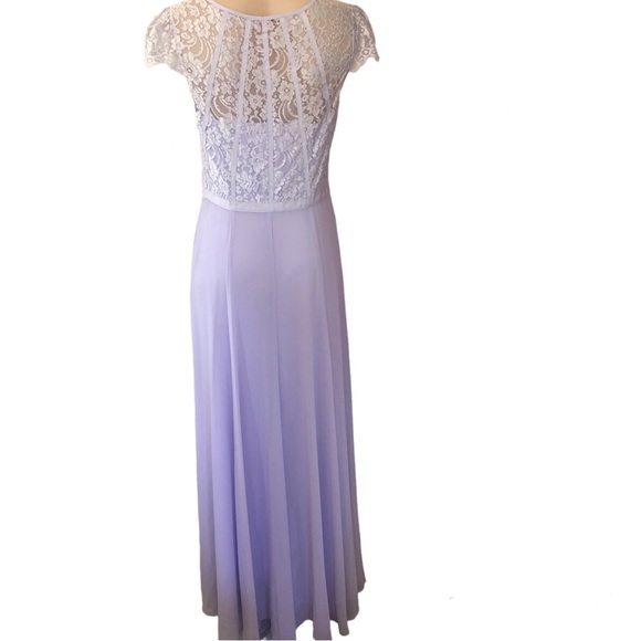 🌿 REVIEW 🌿 womans maxi dress purple capped sleeve lace elegant size 10 - Picture 5 of 11